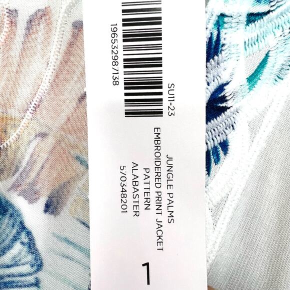 NEW Chicos Sz 1 Medium Jungle Palms Jacket Cover Up Blouse Shirt Top Tropical - Picture 4 of 9